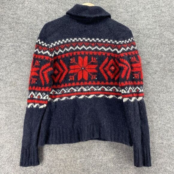 Ralph Lauren Sweater Pullover Women S Small Gray Geometric Knit Alpaca Collared - Picture 2 of 8